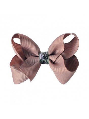 Milledeux - Silver Glimmer Hair Bow Clip Antique Mauve